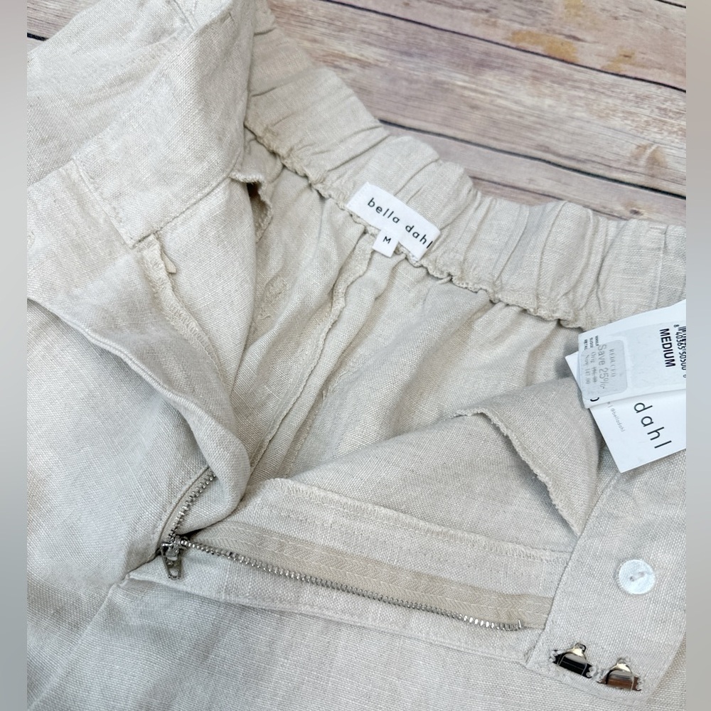 Bella Dahl Relaxed Pleat Front Linen Trouser Sand Size M - Picture 6 of 7